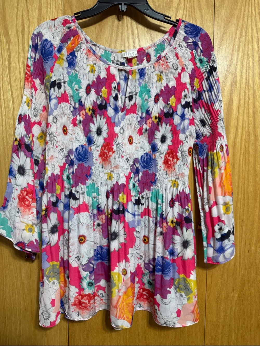 Spense Floral Scoop-Neck Tunic Top - Pink Multi